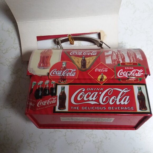 Coca-Cola Metal Miniature Lunchbox Christmas Ornament with Tags Actually Opens - Picture 2 of 7